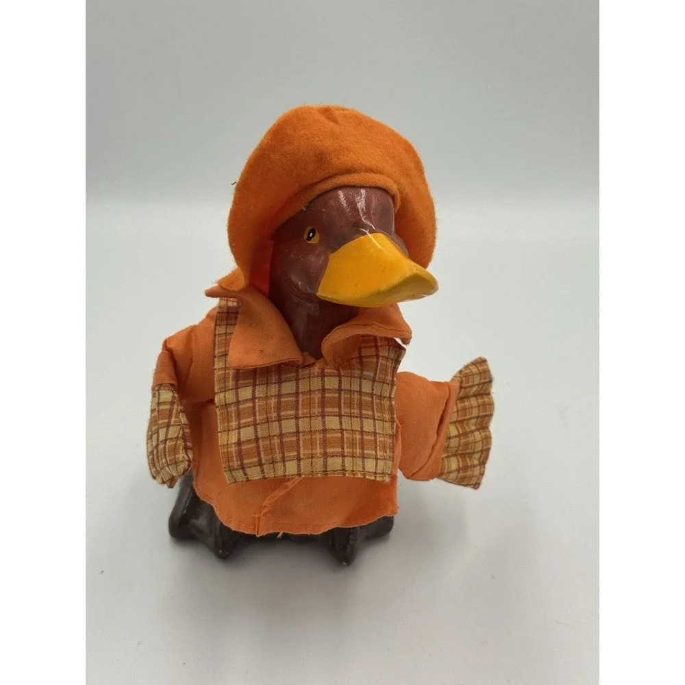 Vintage Ceramic Farmer Or Scarecrow Duck Thanksgiving Fall